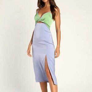 Lulus| NWT | Colorblock Satin Cutout Midi Dress